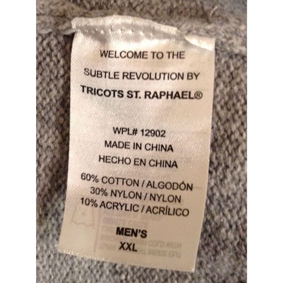 Tricots Cardigan Sweater Men 2XL Gray Cable Knit Shawl Collar Academia Heritage - Picture 12 of 12